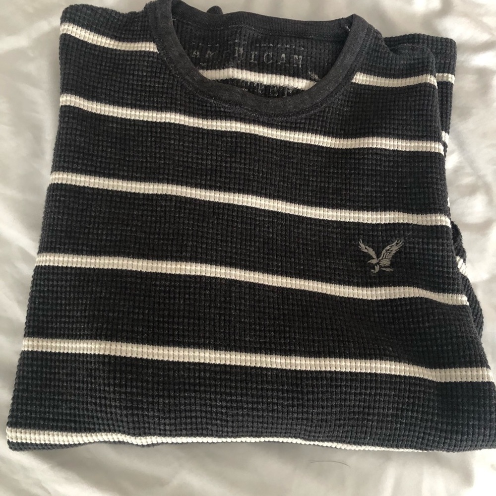 American Eagle crew gray striped XL sweater